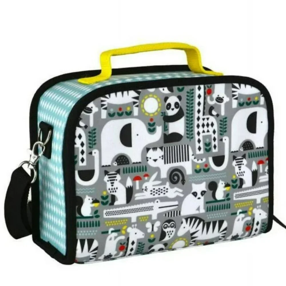 Petit Collage Insulated Eco-Friendly Animal Print Lunch Box with Strap‎